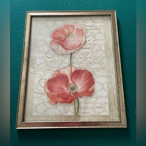 Floral Wall Art with Pink Poppies